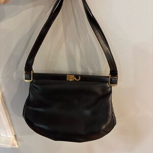 Koret Vintage Elegant Dark Navy Leather Shoulder Bag with coin purse